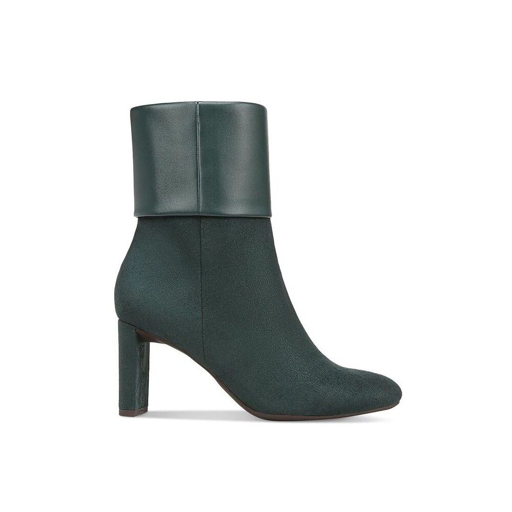 Alfani Womens 10 M Pine Green Ajojo Faux Suede Block Heel Boots DISPLAY QB1